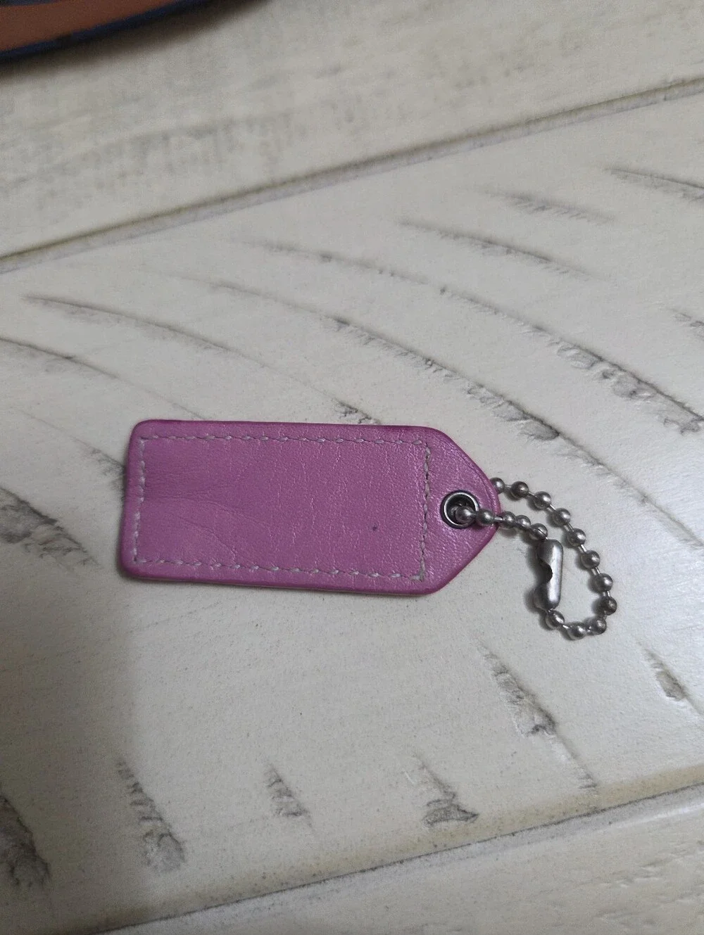 COACH Tan & Pink Leather HangTag, EUC